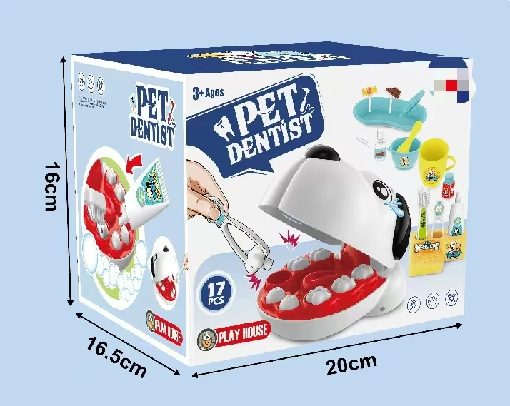 17pcs Pet Dentist Pretend Play House Doctor Toy Medical Tools Set Doctor Role Play Interaction Simulation Brush Teeth Toys