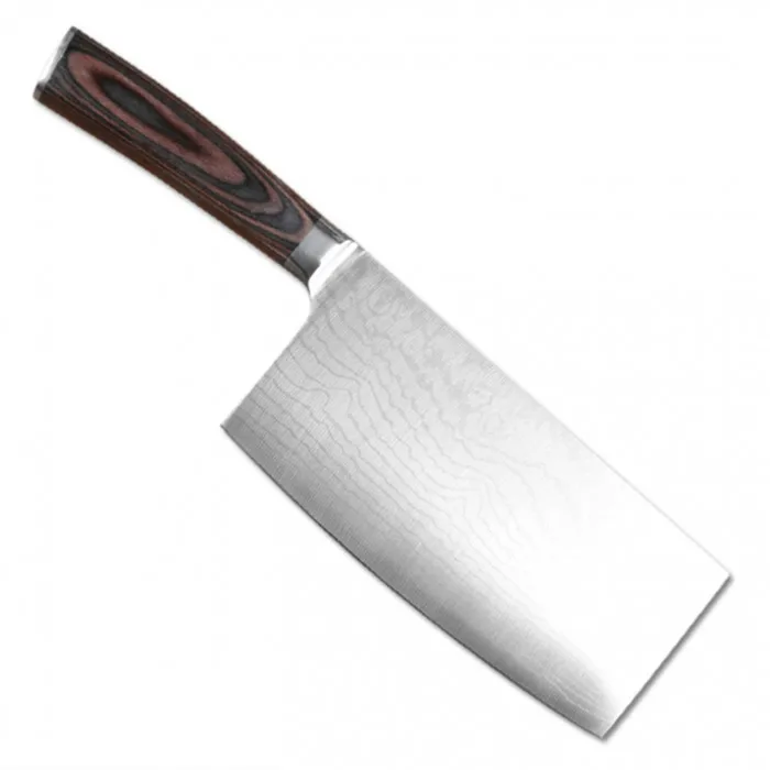 Stainless Steel Chinese Cleaver knife Safe and Non-stick Coating Blade with Anti-slip Wooden Handle Large Chinese Chefs Knife
