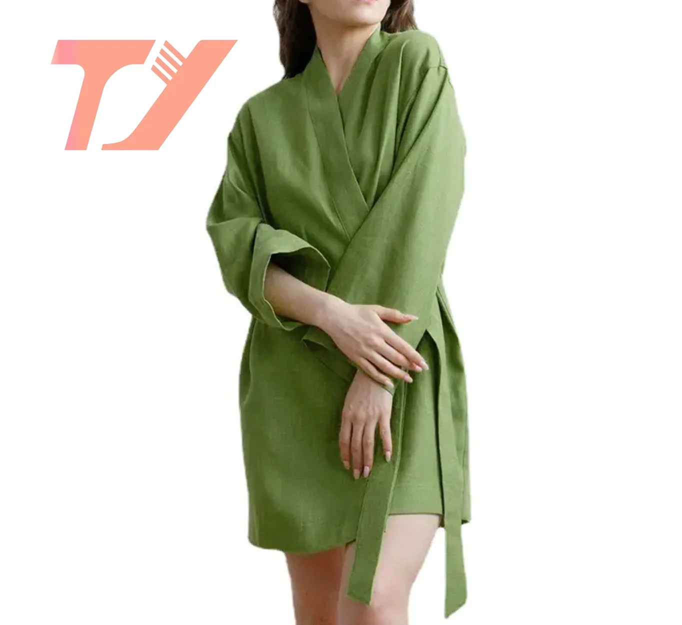 Kimono Robes 100% Cotton And Linen Solid Color Long-sleeved Cardigan Pajamas Outerwear Ladies Pajamas Home Clothes