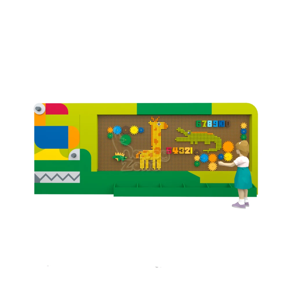 Customized Creative Educational Interactive Wooden Domino Play Puzzles Wall mounted DIY Wall Play Panels