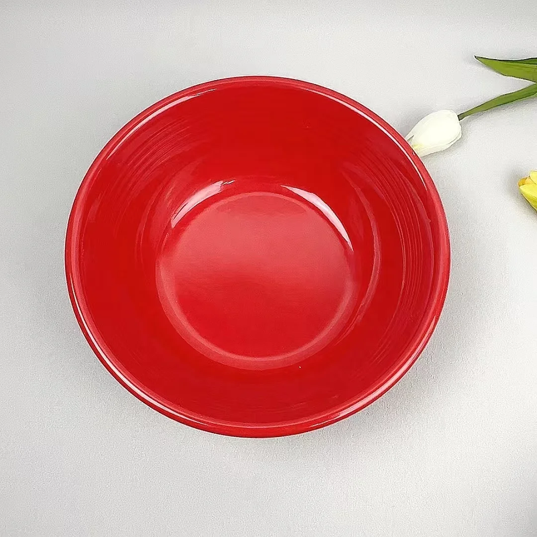 Home and kitchen melamine red salad bowl  melamine red and white bowl branded red and black melamine salad mixing bowl