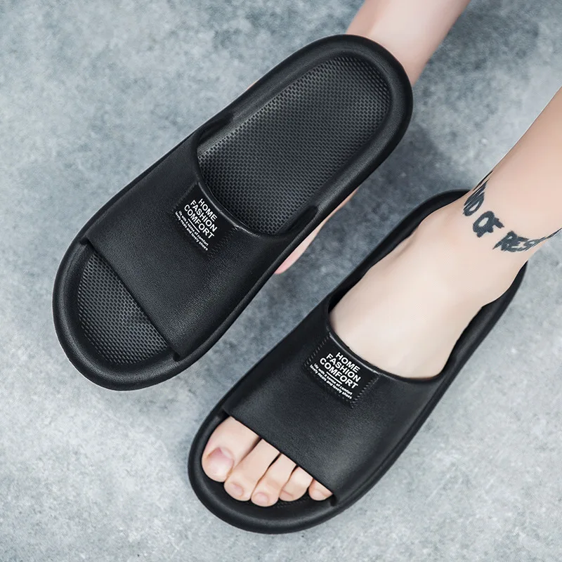 Slippers Men Skid Particle Sole Friction Casual Shoes PVC Women Indoor Shoes Black Flat Home Slippers