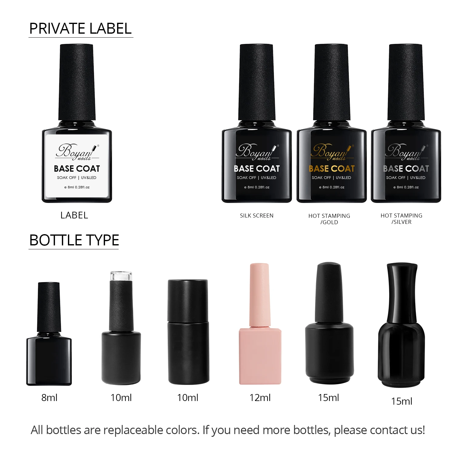SCI Wholesale Base Coat 15ml 10ml 8ml 1kg And Top Coat Glue Gel UV Gel Hema Free Nail Polish
