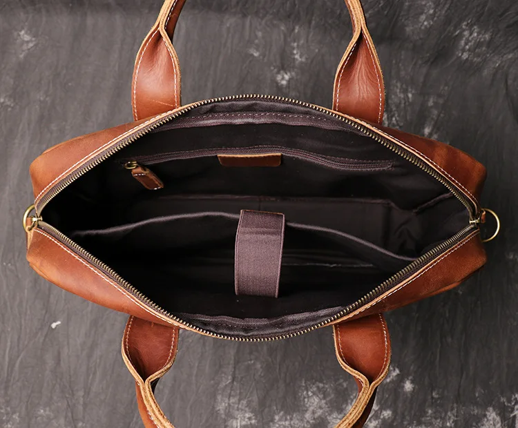 N-127 Nerlion Briefcase 14 Inches Computer Laptop Messenger Bag Vintage Genuine Leather Business Briefcases Leather Office Bag