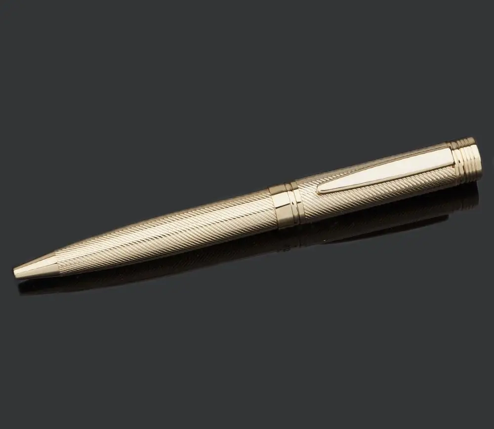Luxury Carving Pattern Business Gift 24K Gold Plating Mechanism Metal Ballpoint Pen