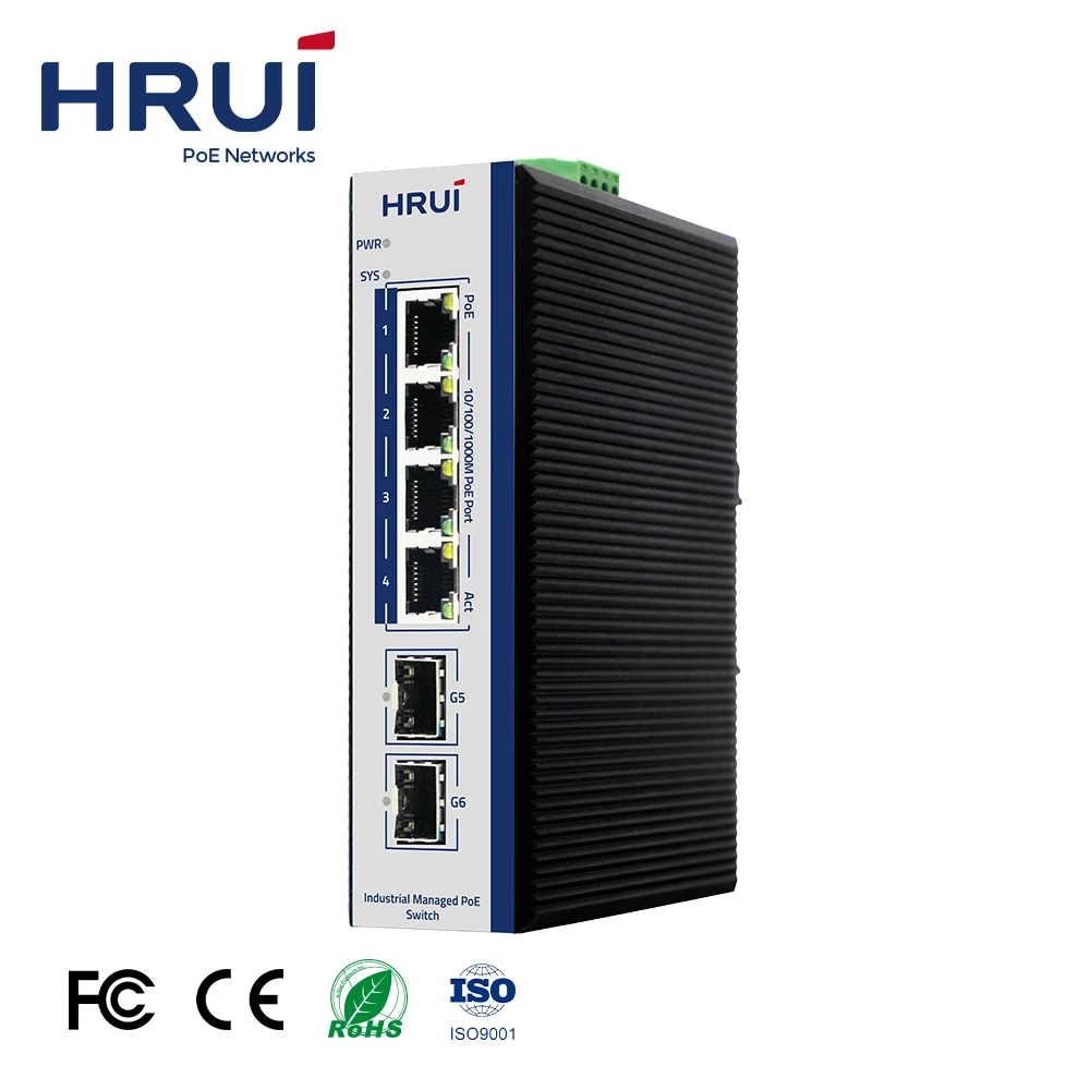 High-performence OEM DIN Rail Mini Console L2 Managed PoE Network Switch with Gigabit SFP Uplink