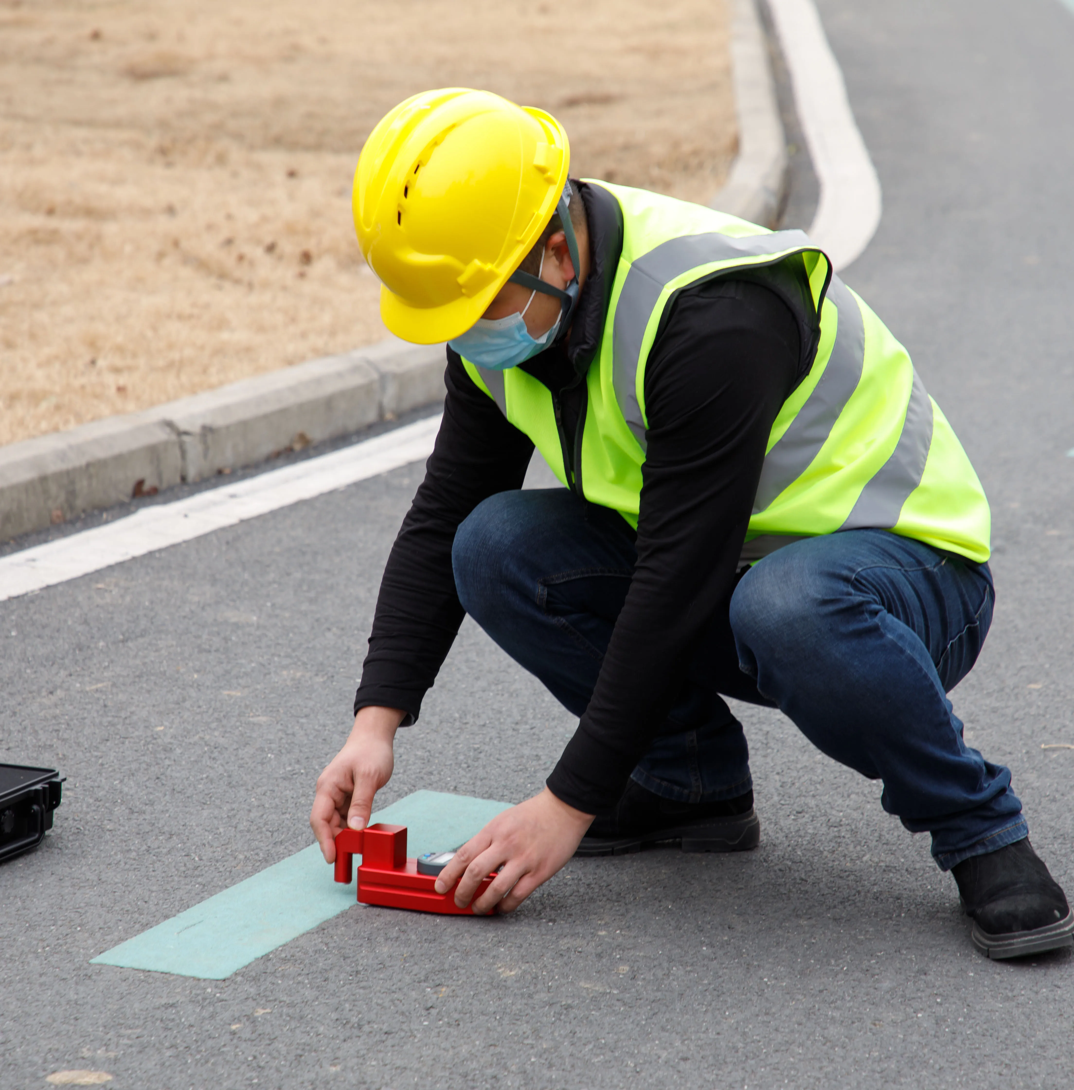 manufacture road marking painting thickness measuring gauge easy to take road project quality acceptance device
