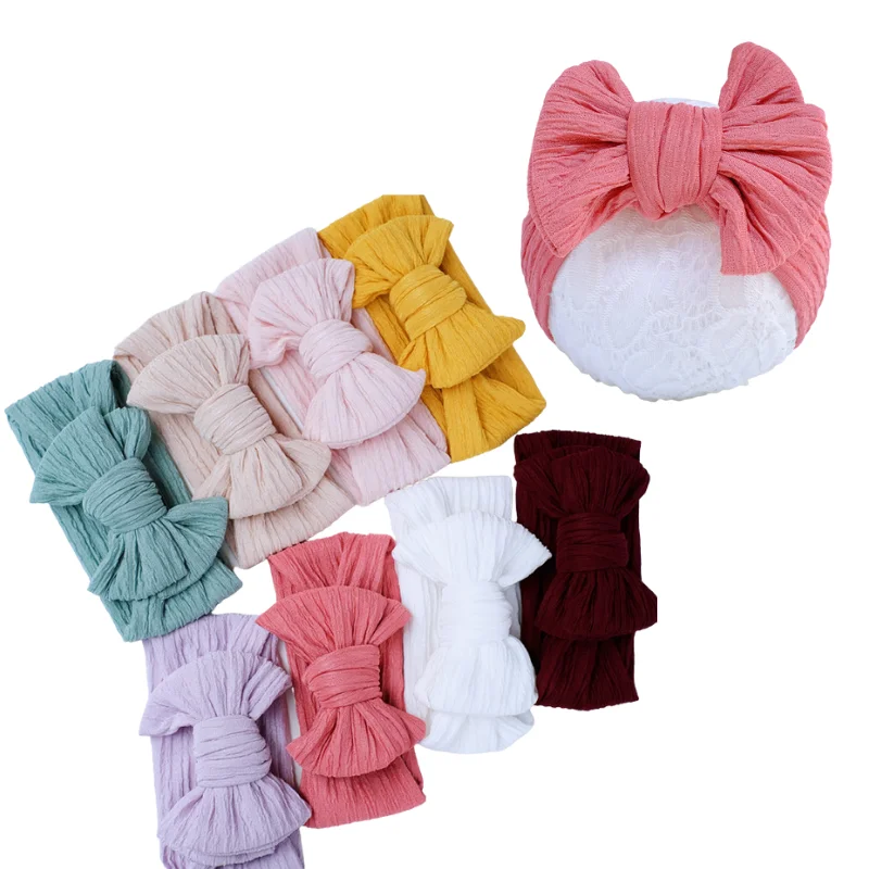 Trendy Newborn Browse Gorgeous Plain Double Bows Large Headbands Cloth Plicated Sports Knot Headband Mixed Baby Bow Headband