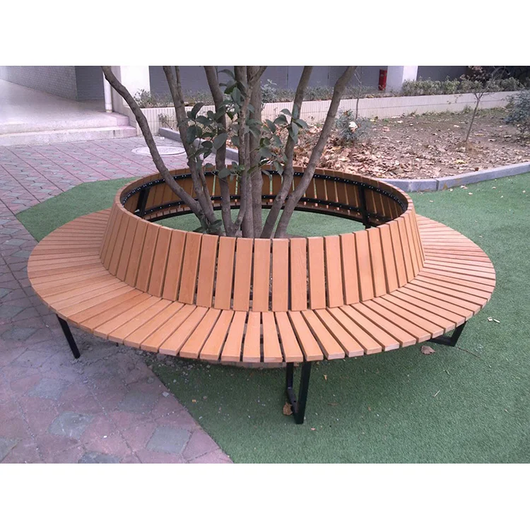 
Custom outdoor round tree curved wooden bench 