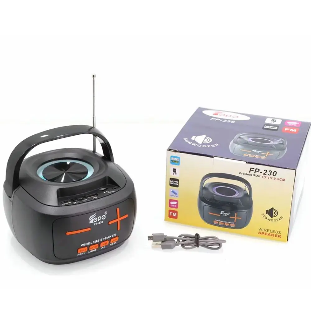 2022 Newest stereo sound bar speaker FP-230 disco light speaker with fm radio BT call wireless speaker