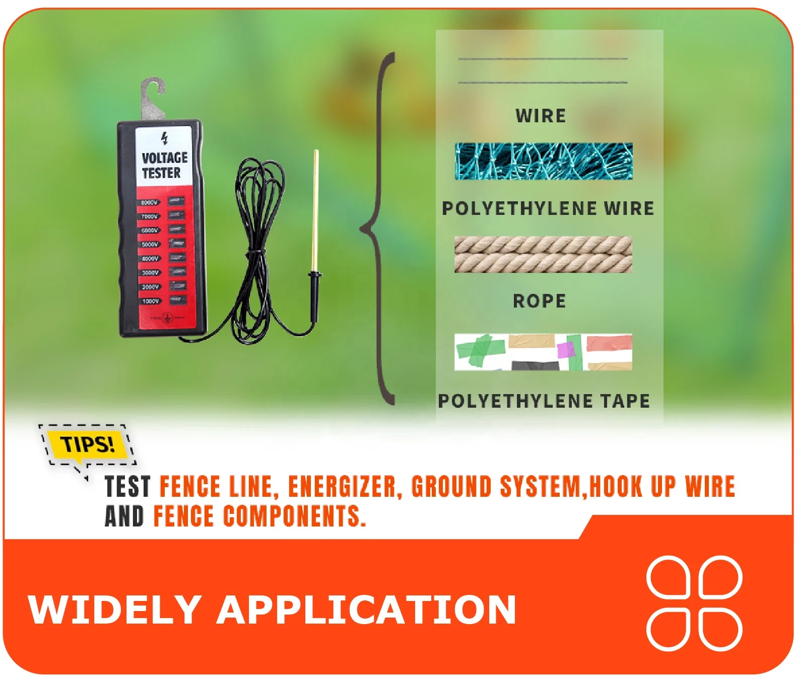 waterproof High Voltage Tester Fence Tester Electric Farm Fence Tester