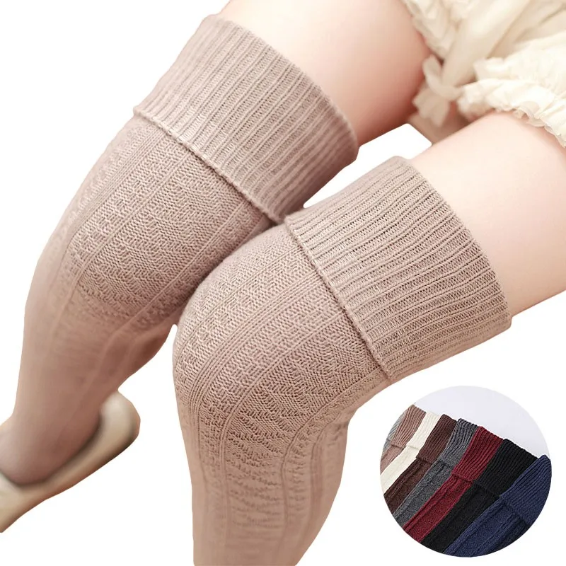 2017 Japanese Thigh High Warm Hosiery Women Stocking Floral Lolita Cute Long Knitted Knee Sock Girls Stay Up Stockings Christmas