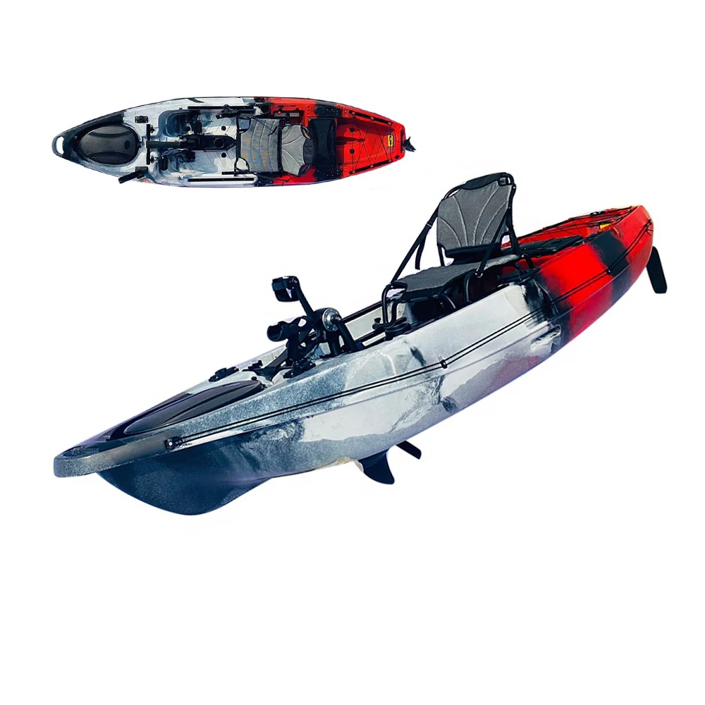 Hot Sale 12ft Sea Kayak Pedal Drive Sit On Top Plastic Canoe Kayak Fishing Boat With Motor