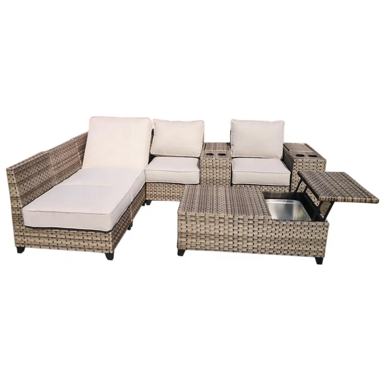 
Outdoor rattan sofa garden furniture terrace villa rattan sofa combination set 