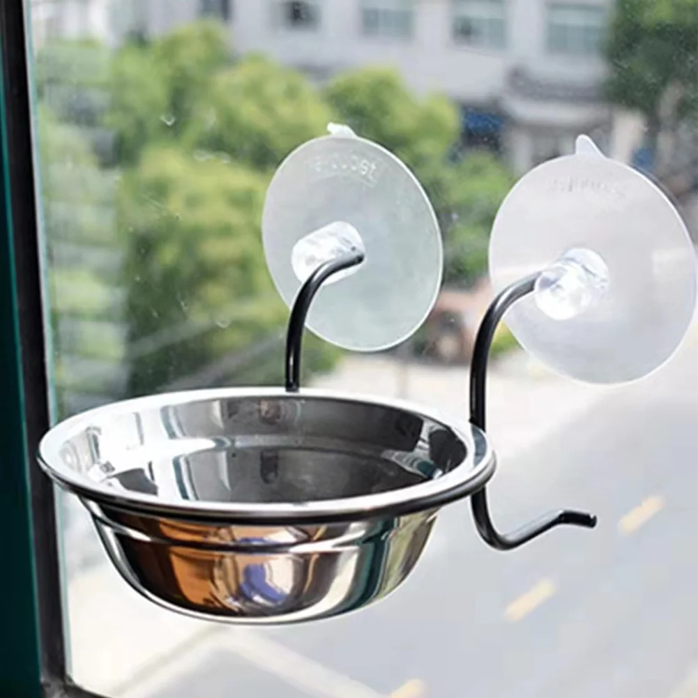 Windows Mounted Cat Food Dish Food Stainless Steel Food and Water Bowl