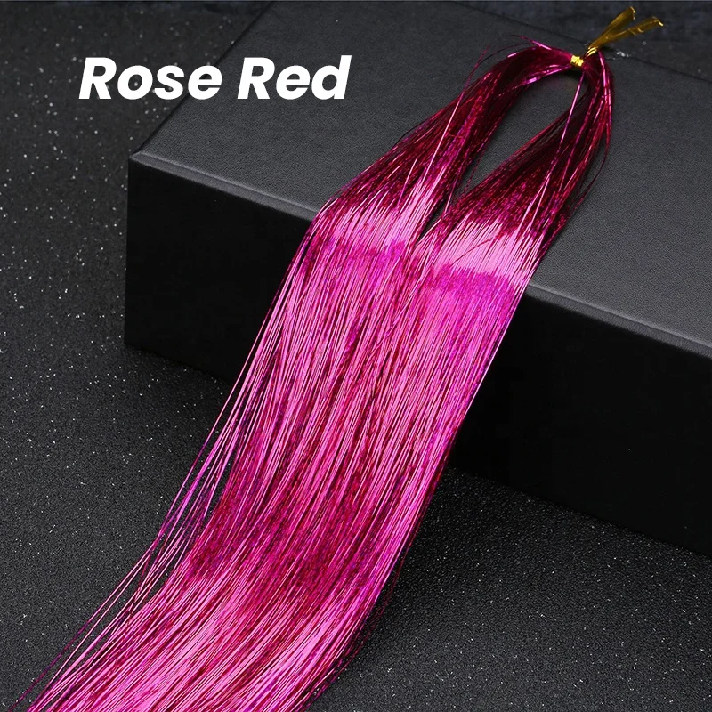 whosale tinsel rainbow accessories colorful gold glitter braiding hair crochet silk hair tinsel for hair extension