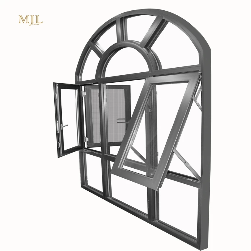 
half moon windows cheap arch entry casement half size 2 way swing door Push Pull aluminium aluminum tempered glass lowes glazed 