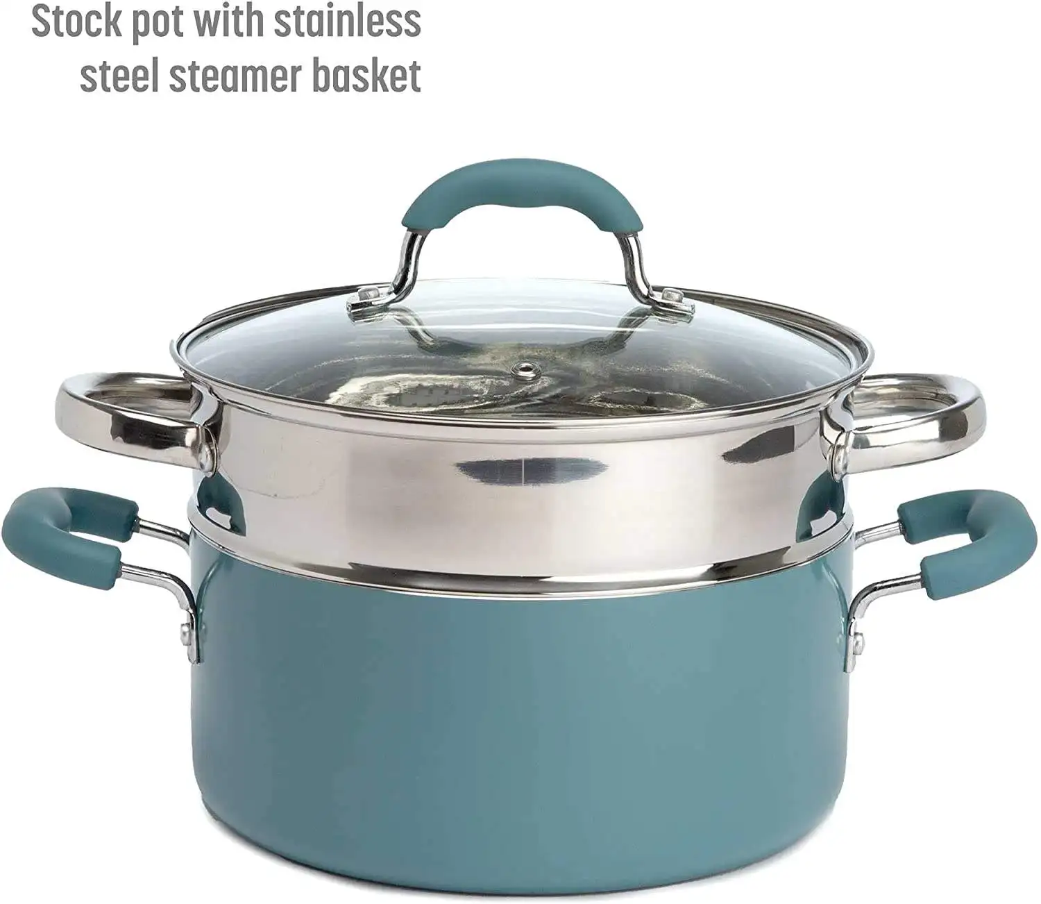 best selling High Quality Cookware Set with Premium Non-Stick Coating, Dishwasher Safe Pots and Pans, 12-Piece, Turquoise