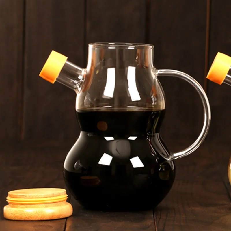 Multifunctional 250ml 300ml 500ml High Borosilicate Glass Bottle Olive Oil Sauce Condiment Cooking Dispenser for Kitchen