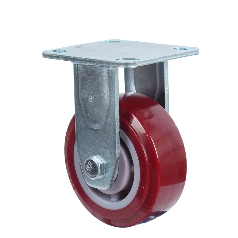 5 inch heavy duty high polyurethane wheel industrial swivel pu red caster wheels  ball bearing