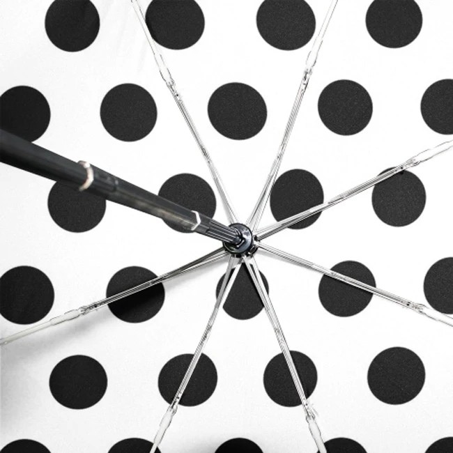 Black and White Polka Dot Automatic Folding Umbrella for Lady