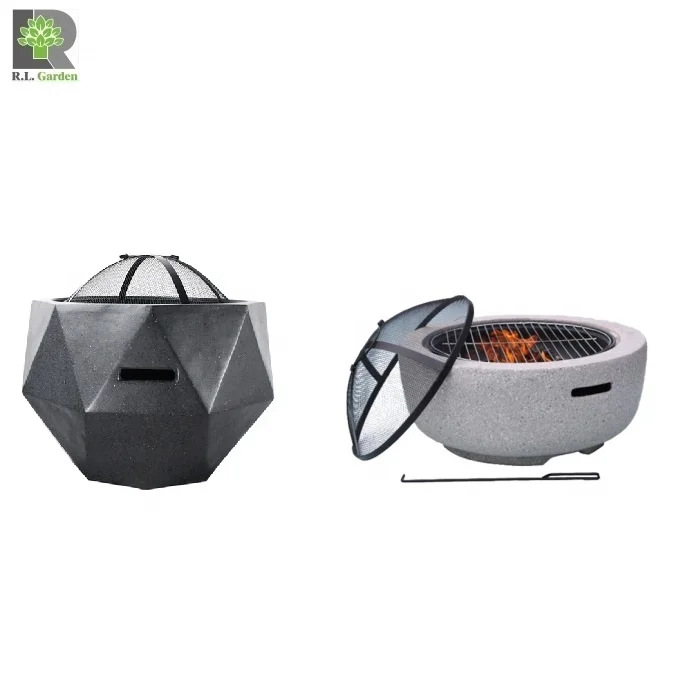 Wooden Burner Round Shape Concrete  Charcoal  Fire Pit