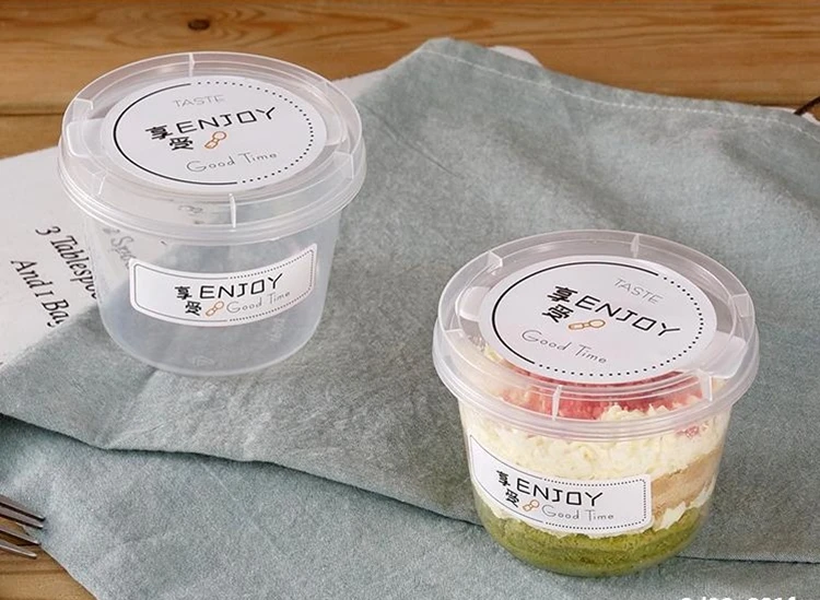 Clear Plastic Cups Ice Cream Snack Bowl Dessert Cups with lids and spoons