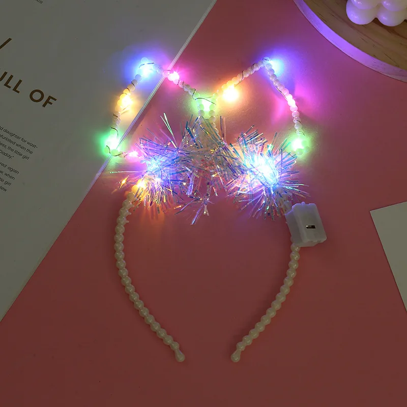 Glow Cat Bunny Ear Horn Hairband Gift Light Flower Garland Headband Party Led Birthday Wedding Costume Halloween