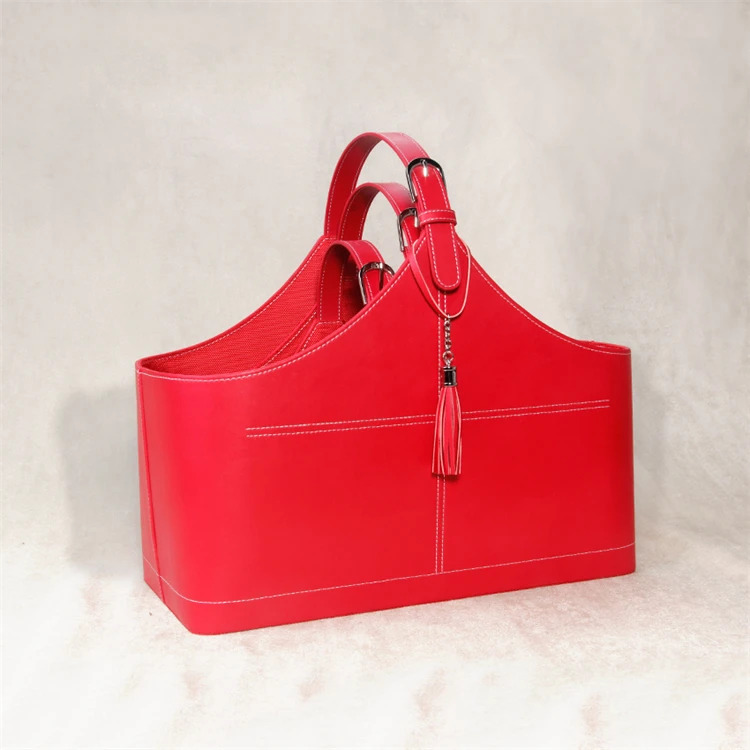 Wholesale Empty Basket For Christmas Gift Leather Gift Basket Leather Picnic Basket leather desk organizer