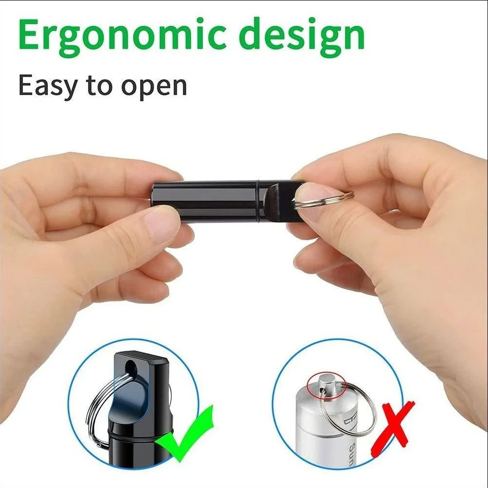 Aluminum Cylinder Pill Box Case Keychain Metal Waterproof Mini Portable Medicine Container Pill Box Organizer Case Bottle Holder
