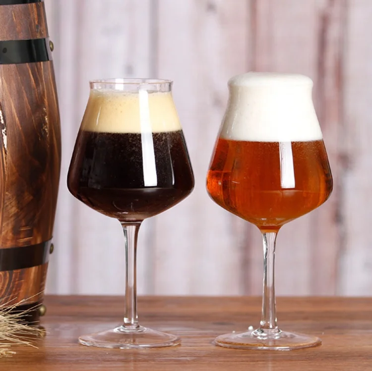 Wholesale Hand Blown Crystal Clear Stemmed Beer Glass