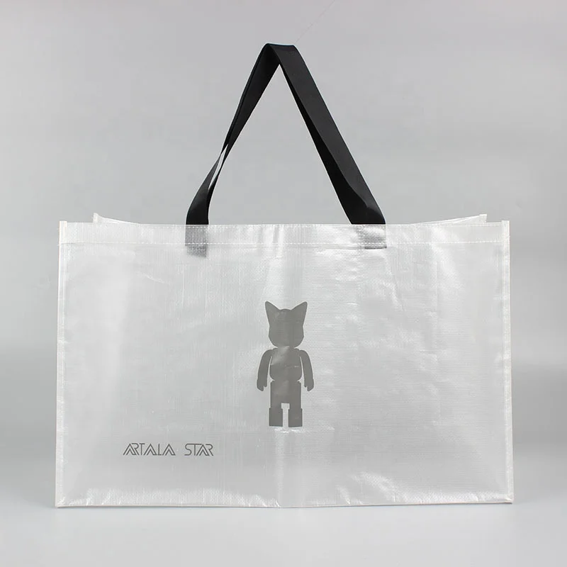 Ламинированная тканая прозрачная сумка с индивидуальным логотипом, очень большая Ламинированная Сумка-тоут из полипропилена