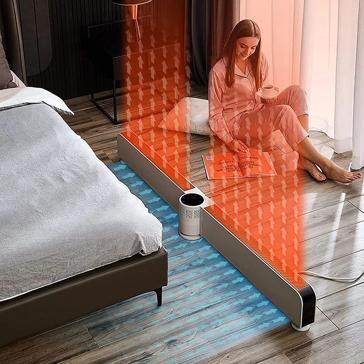 Energy saving freestanding IP24 waterproof remote control 2000W 180 degree foldable electric baseboard heater