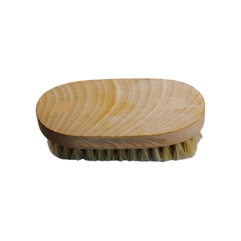 customized Soft Horse Hair Bristle Natural Wooden Small Shoe Cleaner Brush
