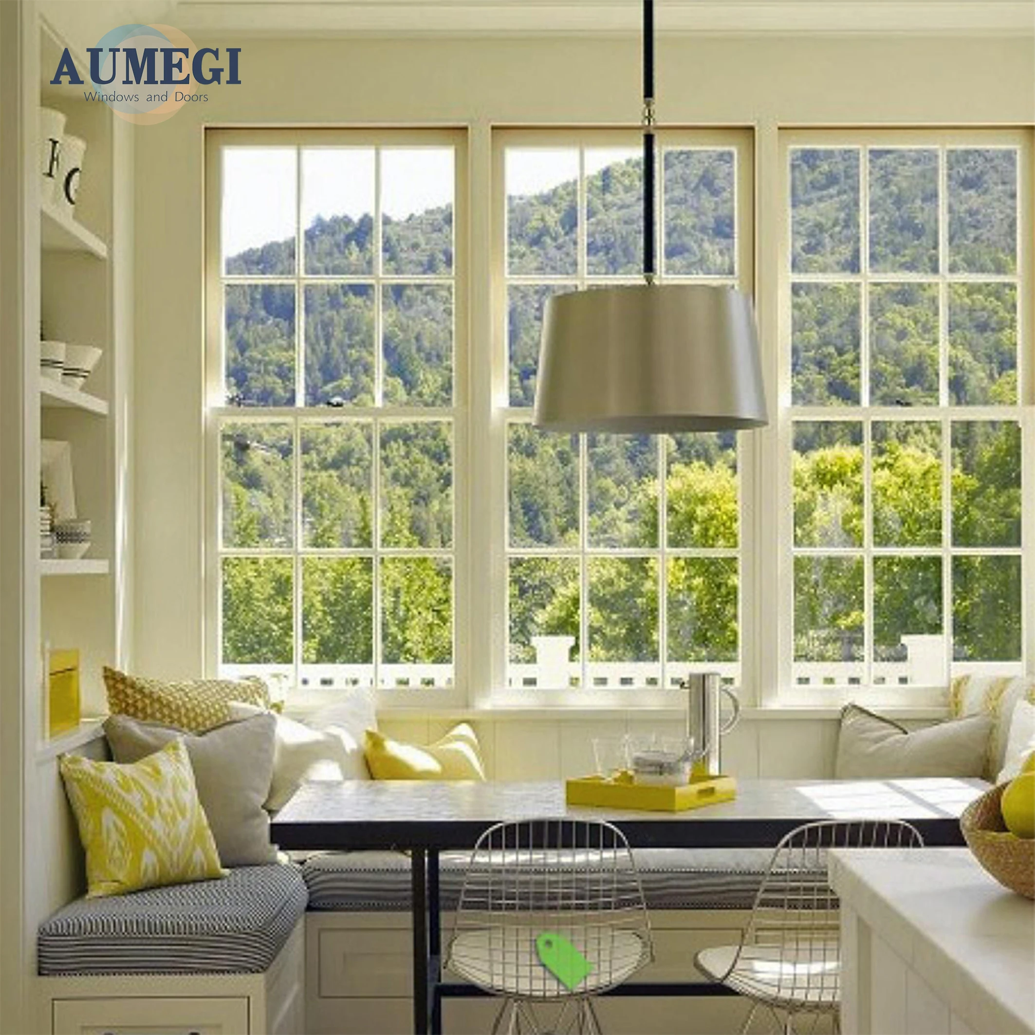 Aumegi Soundproof Broken Bridge Aluminum Top-Hung Window Australia Standard Single Hung Window
