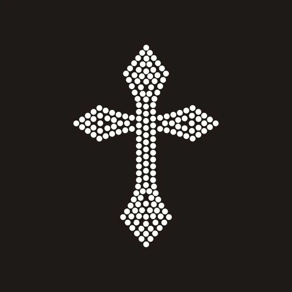 Bling Iron On Transfer Cross Rhinestone Designs Heat Transfer Rhinestone Patch For Clothing