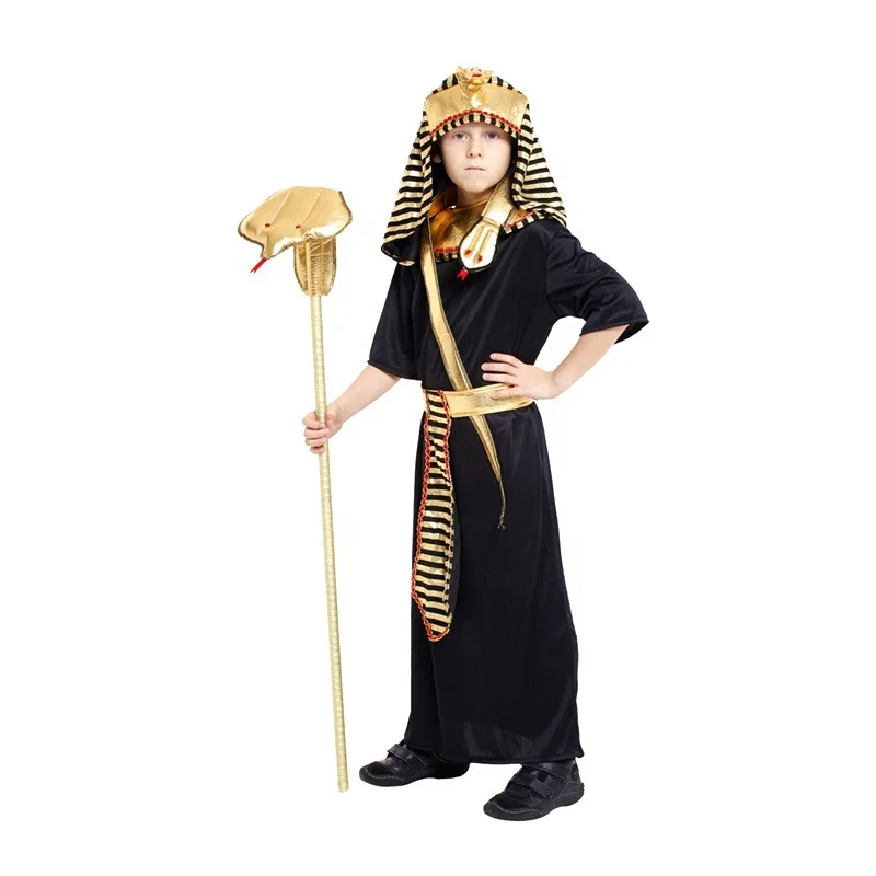 Boys Kids Egyptian Pharaoh Halloween Cosplay Costume Tunic Role Play Dress up