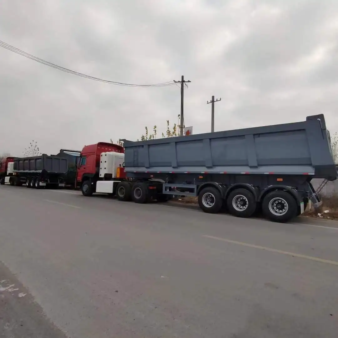 Сверхмощный U-образный 35 40 45 Cbm грузовой 60 тонн торцевой самосвал задний Самосвал полуприцеп для продажи