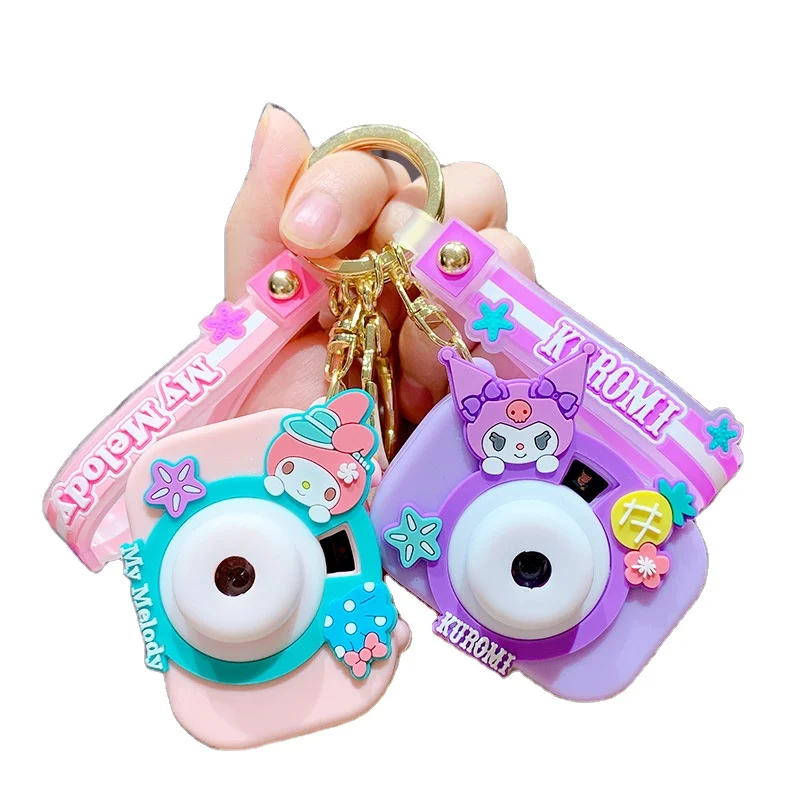 HL Hot Selling Kawaii My Melody Hi Kitty Kuromi Projection Camera Sanrioed Keychain Women Bag Pendant Key Chain Sanria Wholesale