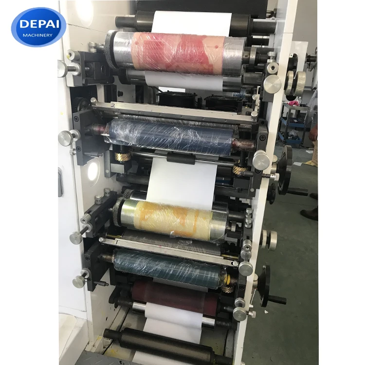 4 color plastic film roll to roll flexo flexographic label printing machine