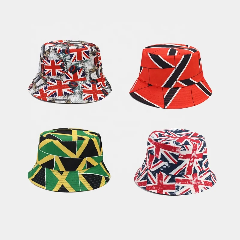 Custom Flag Printing Fisherman Hat Sunscreen European Football Flower UK Hat For Outdoor Sport