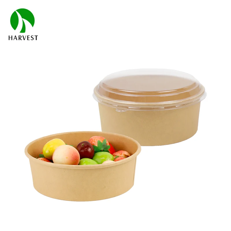 150mm Food Grade Recyclable Biodegradable PE Film Disposable Kraft Paper Noodle Boxes Packaging Paper Lunch Bowl