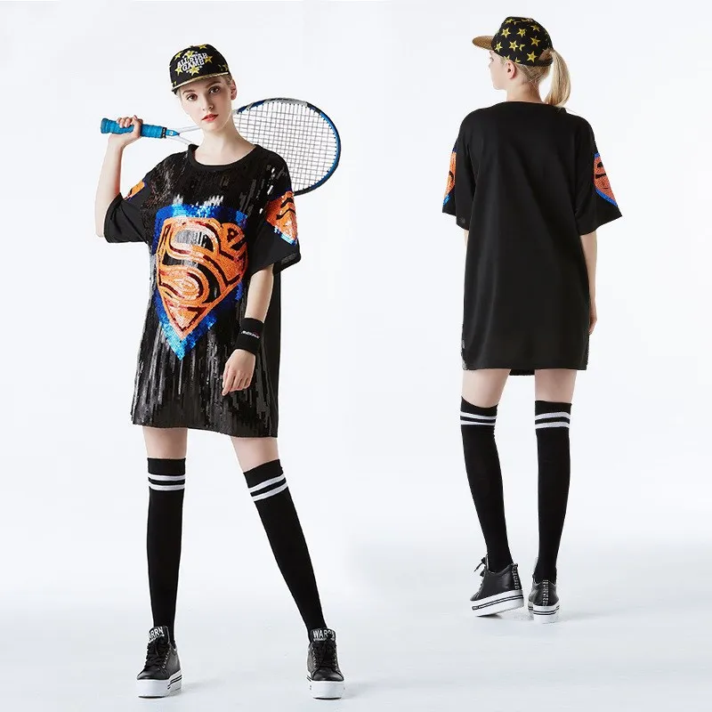 ALICEROMA Jazz Costume Women Sequined Shirt Hip Hop Cheerleading Clothing Ladies Dj Street Dancing Outfit