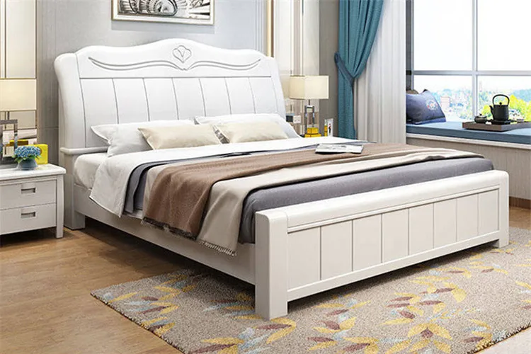
JS760 solid wood hinged double bed with storage 