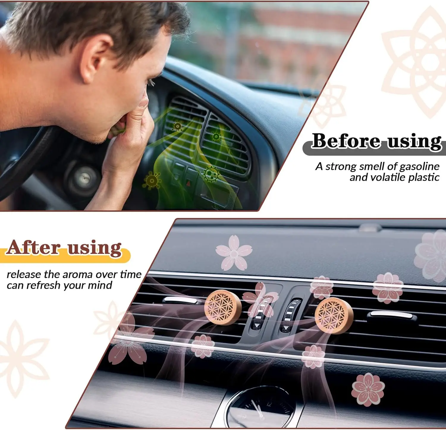 Essential Oil Car Diffuser Car Aromatherapy Wood Car Oil Diffusers Lava Stone Aroma Diffuser