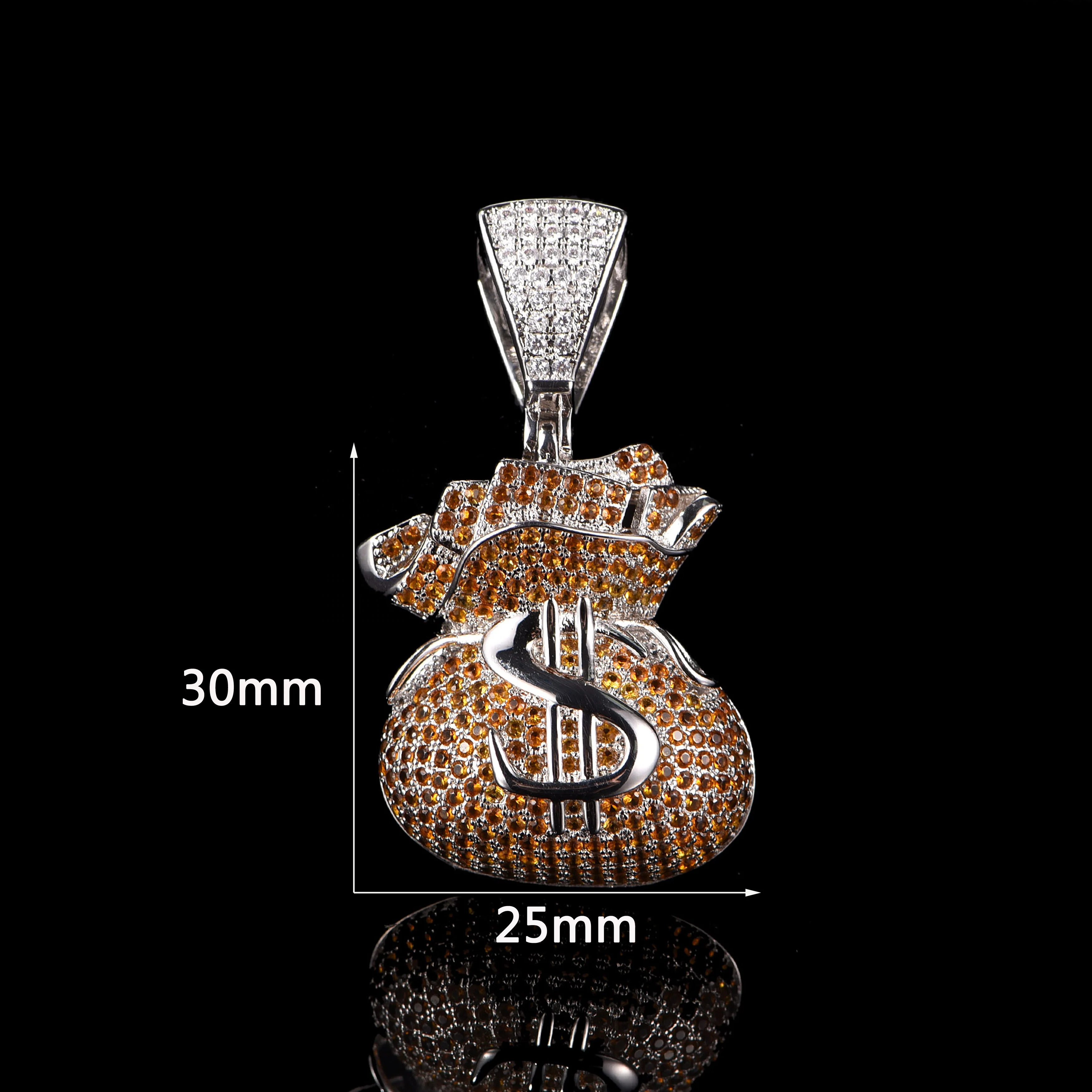 Classic US dollar money bag pendants mens hip hop icedout charms gold silver diamond moneybag pendant