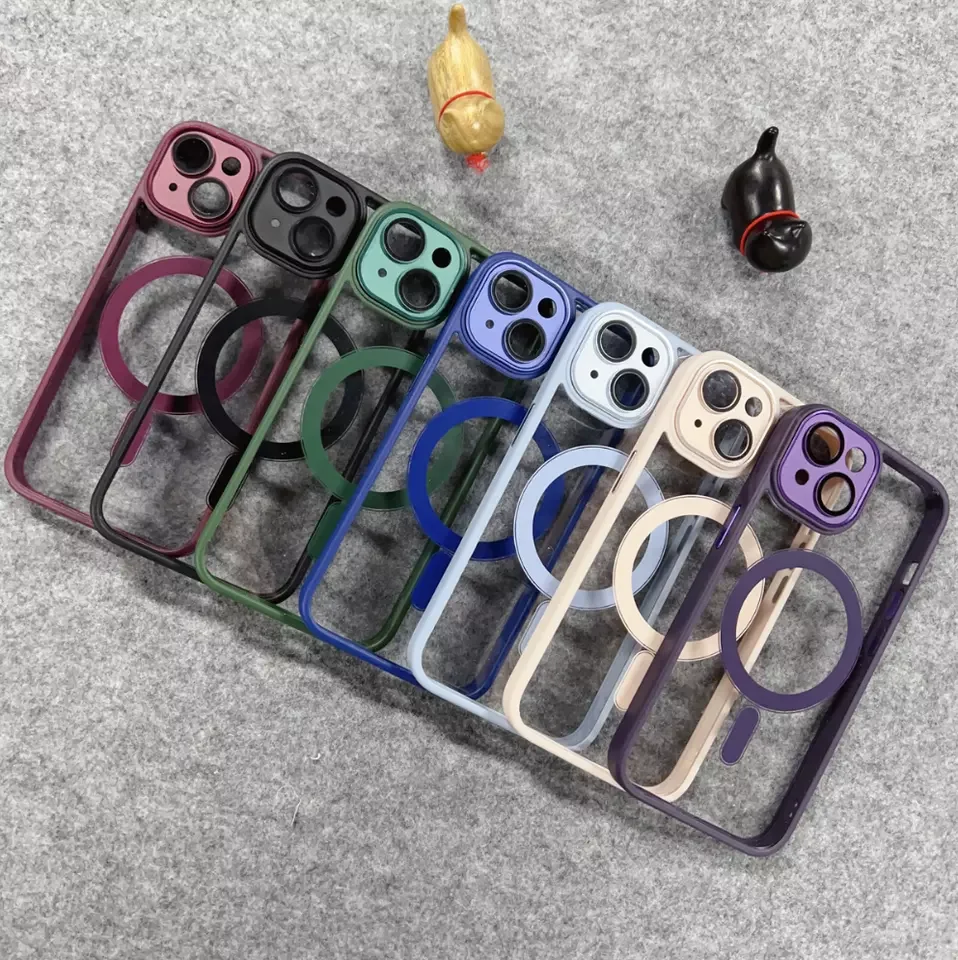 Hard Clear PC Back Cover Magnetic Phone Cases Wireless Charging Mag Safe Mobile Phone Case for iPhone 14 Pro max Deep Purple