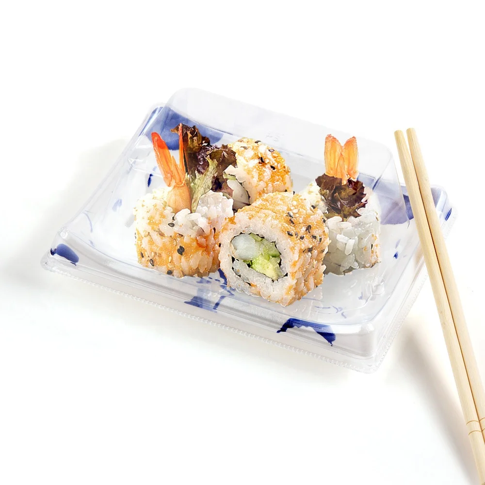 Hot sale 2023 high quality food grade disposable takeaway square sushi container with lid