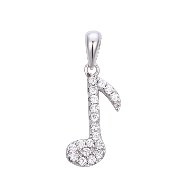 Cute Music Note Shape 925 Sterling Silver Necklace Pendant Instruments Charms Key Chain Accessories
