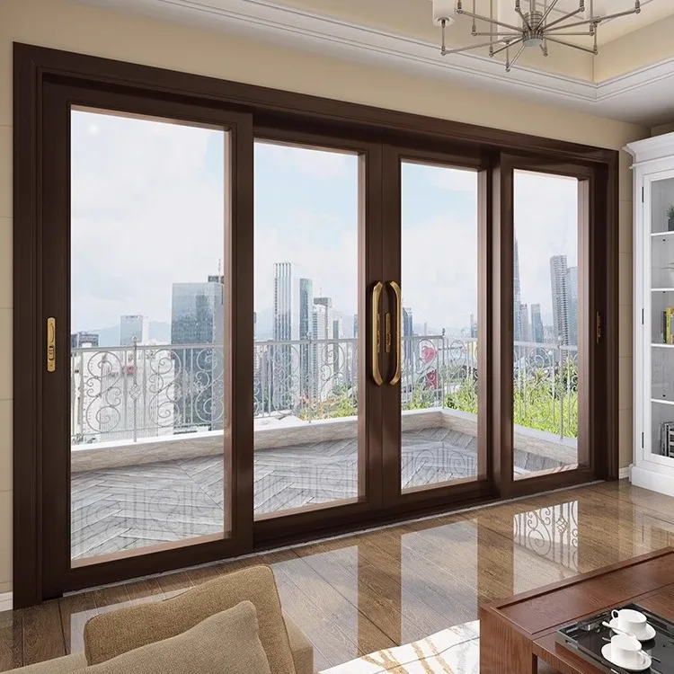 Modern Design As2047 Tempered Glazed Soundproof Lift And Multi Slide 4 Panel Sliding Patio Doors